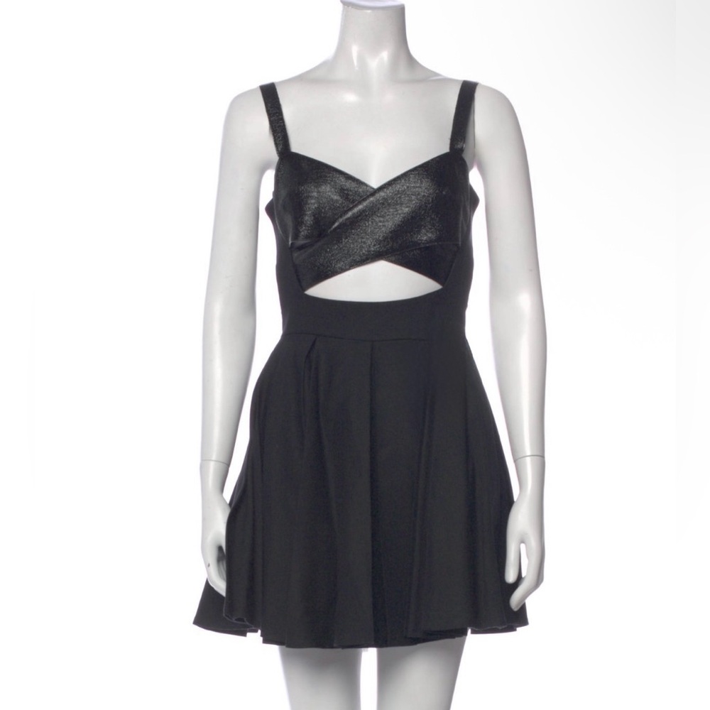 THE KOOPLES Leather Cutout Mini Dress Black Size 4 36 NWOT Sold Out RARE